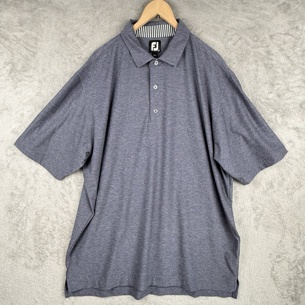 Footjoy FJ Golf Polo Shirt Mens 2XL Heather Navy Blue Athletic Fit Performance